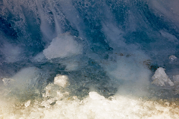 flowing water on The Athabasca Glacier